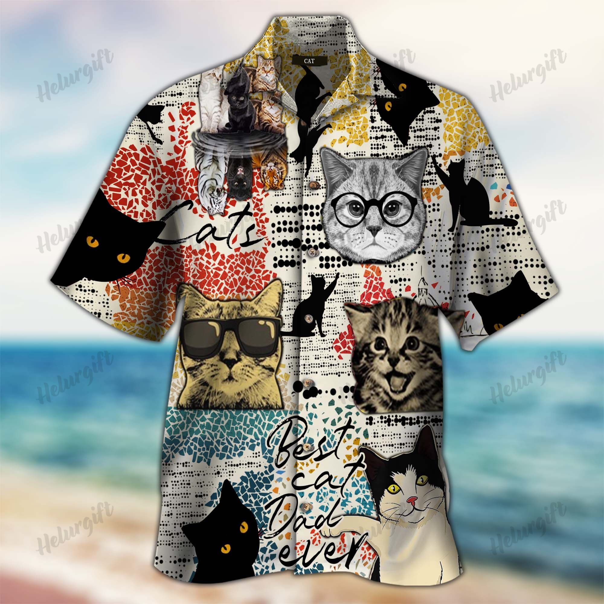 Best Cat Dad Ever Hawaiian Aloha Short Sleeve Shirt Ha43653