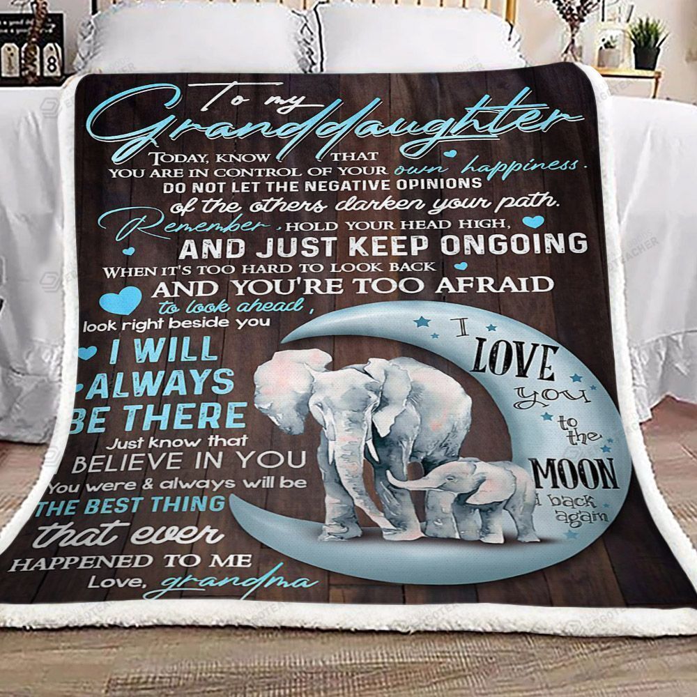 Personalized Elephant To My Granddaughter From Grandma Just Keep Ongoing Sherpa Fleece Blanket Awesome Gifts For Her Great Customized Gifts For Birthday Christmas Thanksgiving Graduation