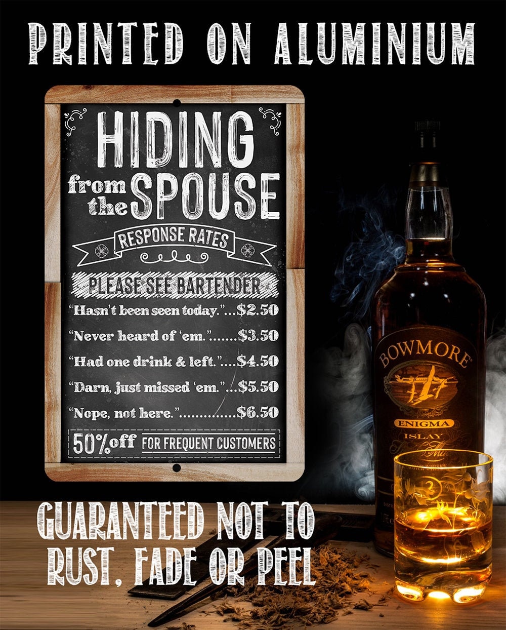 Hiding From The Spouse – 8″ x 12″ or 12″ x 18″ Aluminum Tin Awesome Metal Poster