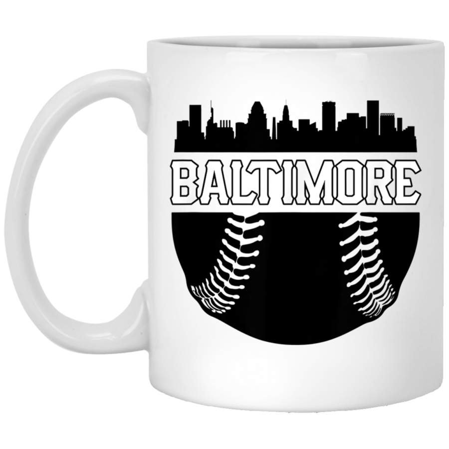 Vintage Baltimore Baseball Hometown Skyline Oriole Retro Mug White Mug