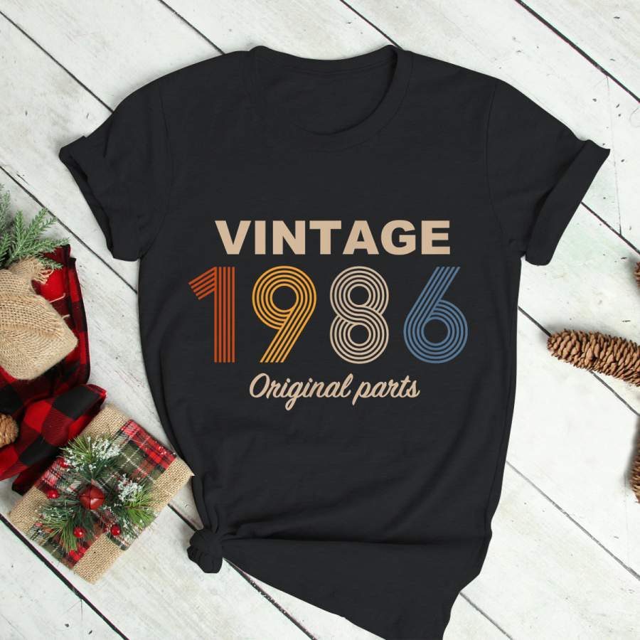 Retro 34 Years Vintage 1986 Original Parts 34th Birthday T-Shirt