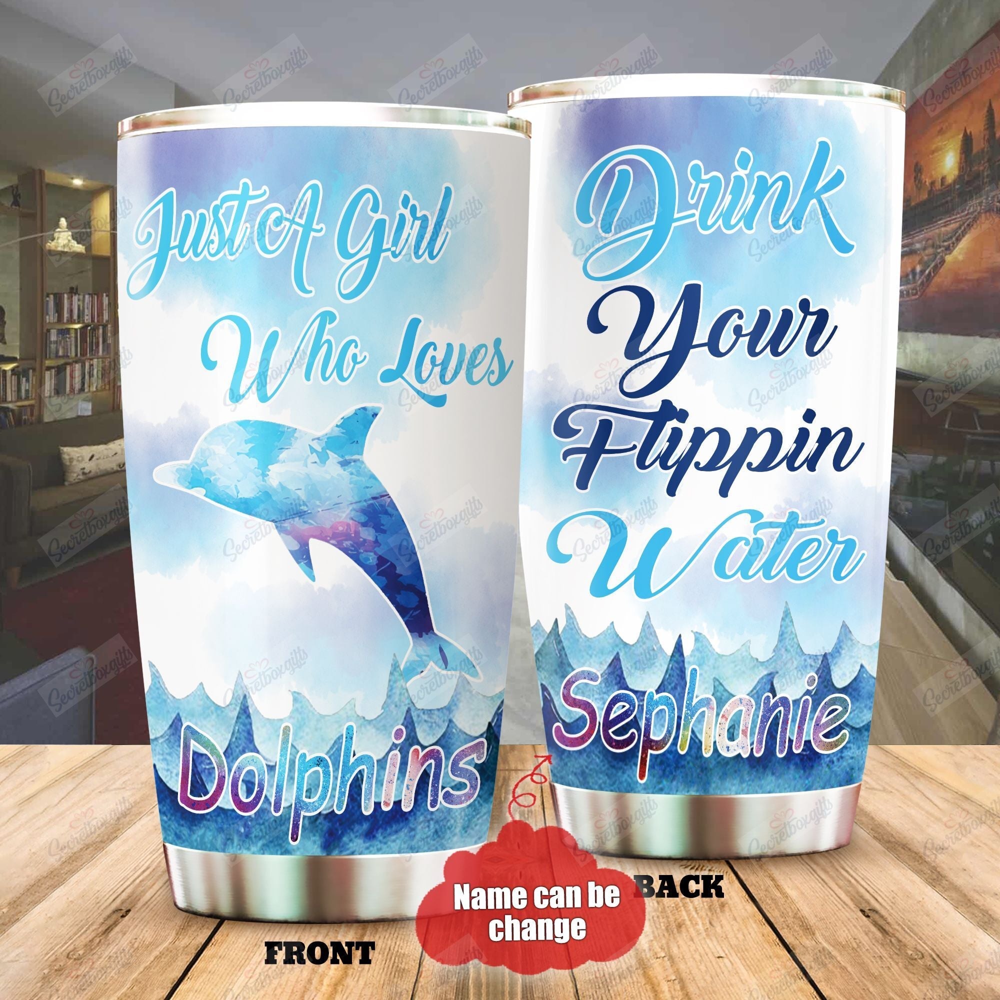 Dolphin Personalized Hhh101061Na Stainless Steel Tumbler Travel Customize Name, Text, Number, Image