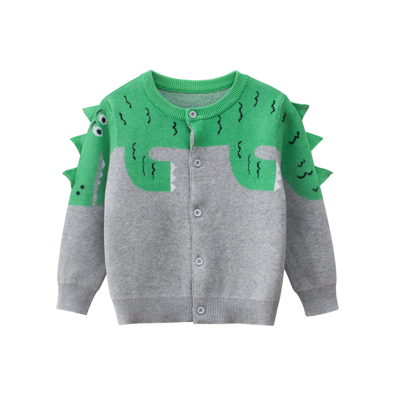 1-9T Toddler Kid Baby Boys Clothes Crocodile Boy Sweater Knit Cardigan Top Long Sleeve Knitwear Coat Children Sweater Outfit alx