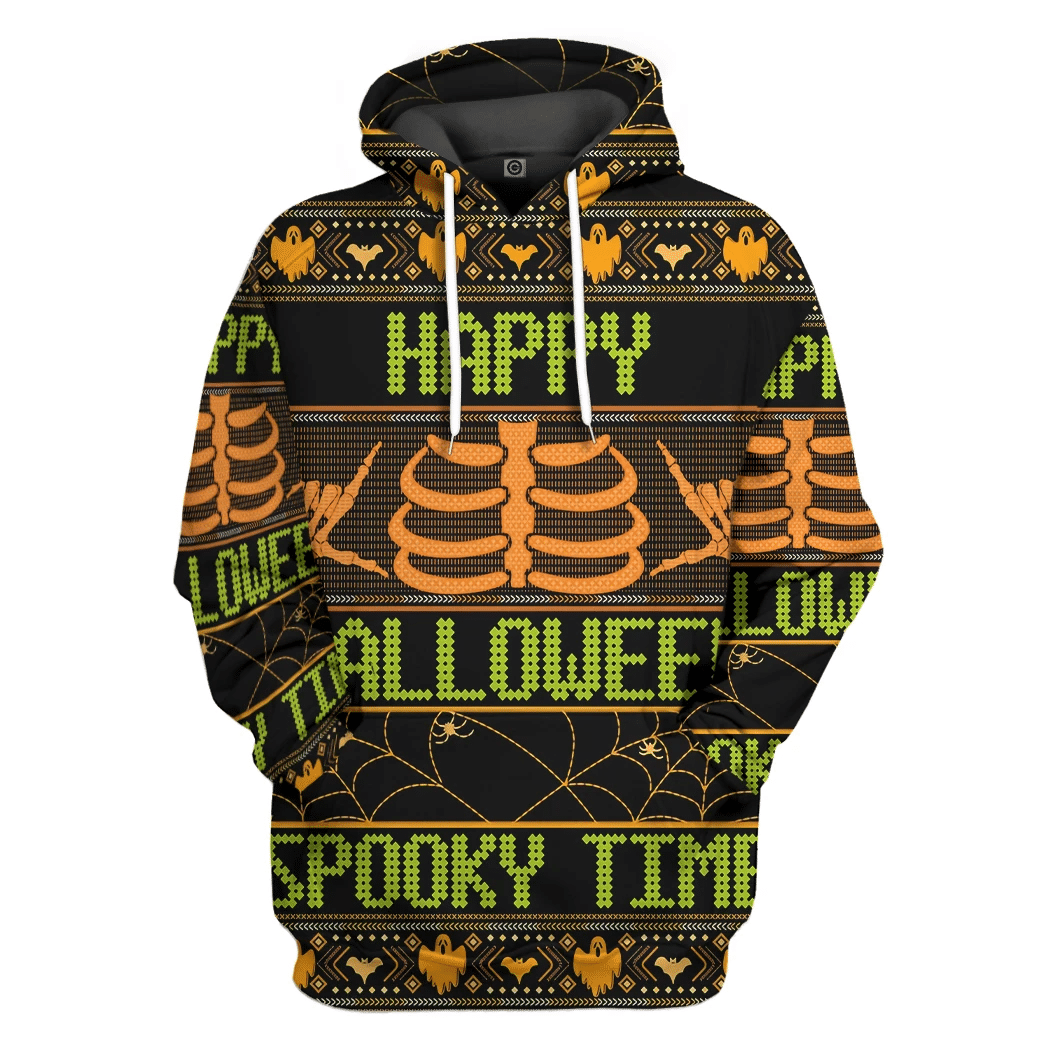 Flowermoonz 3D Ugly Halloween Spooky Time Custom Hoodie Tshirt Apparel