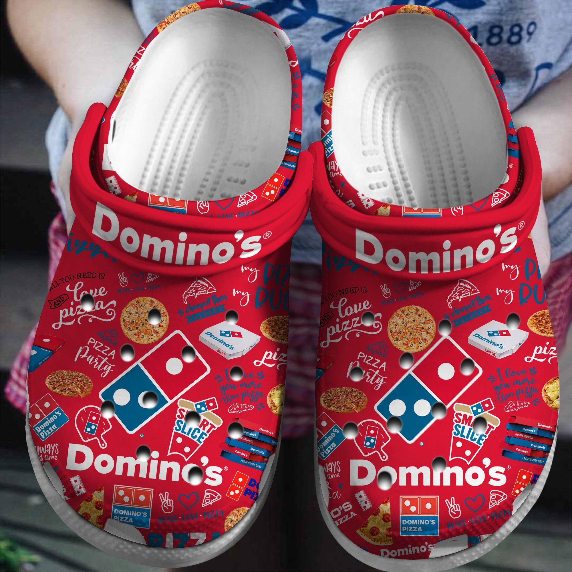 Domino Pizza Crocs Crocband Clogs Shoes Comfortable For Men Women and Kids