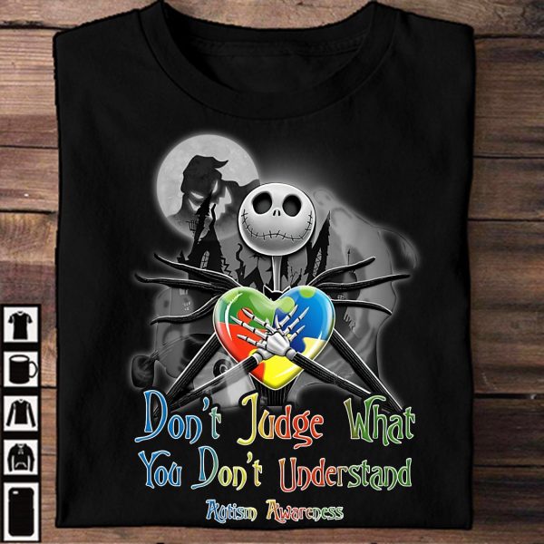 Skellington Autism Acceptance T-Shirt For Men Women Autism Awareness Shirts Skellington Gifts Ht