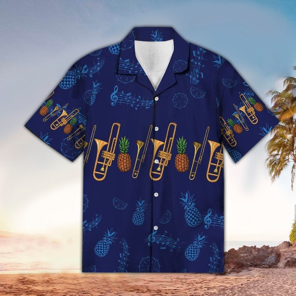 Trombone Hawaii Button Up Shirt Aloha Ha38178