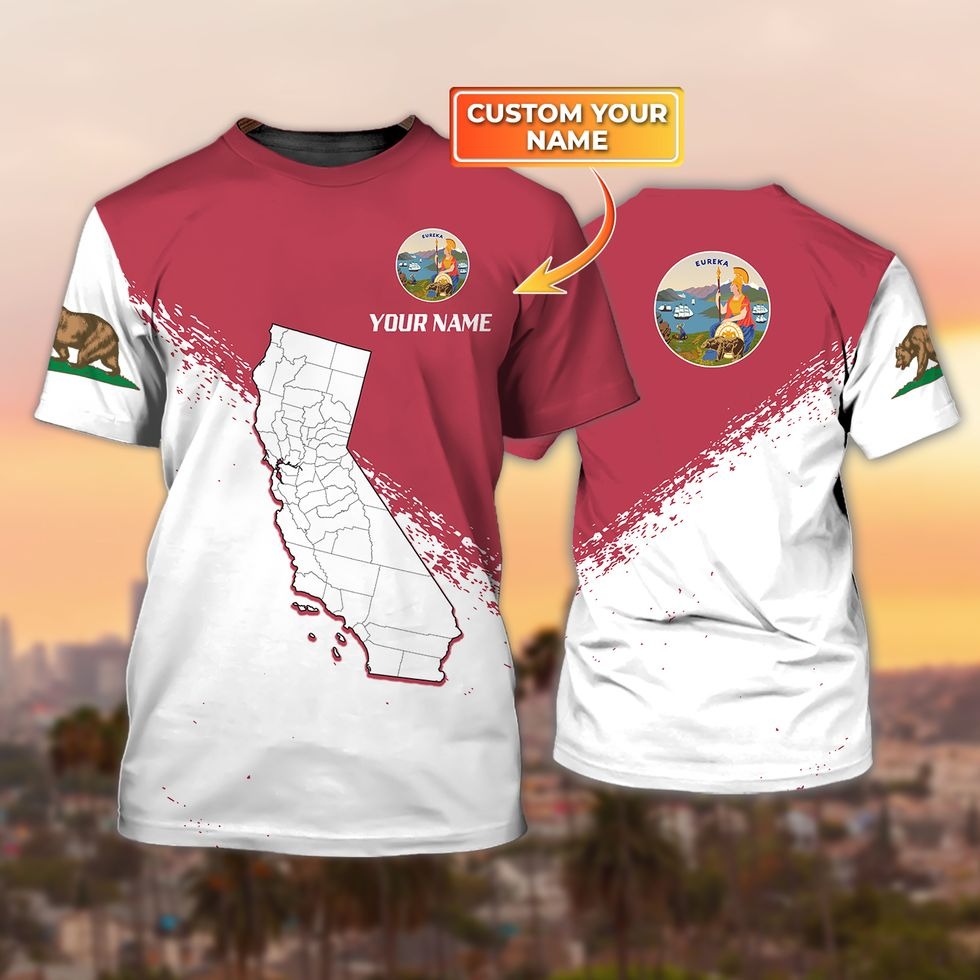 Personalized 3D Full Print California Tshirt, California Map Shirts, California Shirt