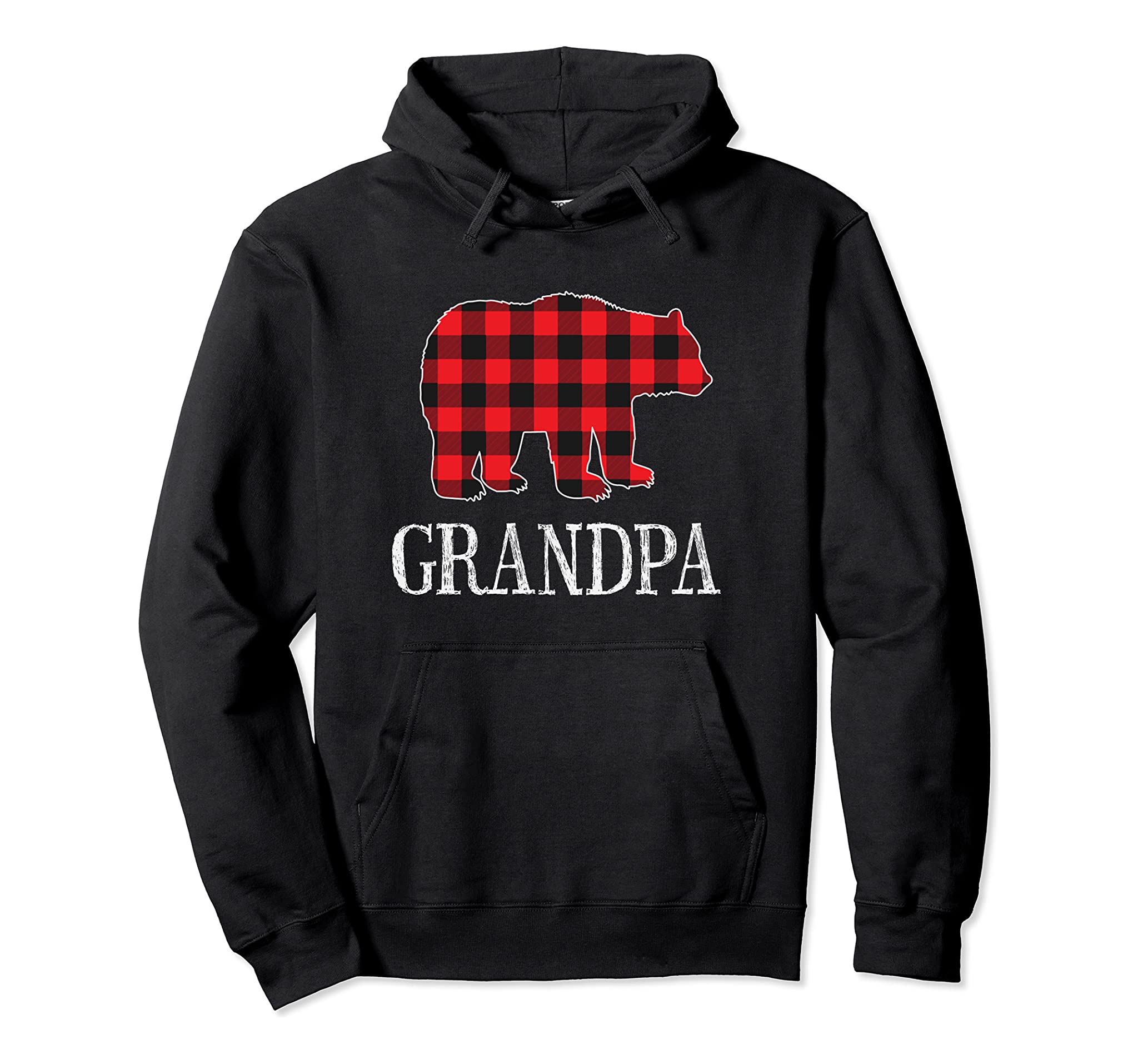 Buffalo Check Grandpa Bear Matching Family Outfits Hoodie