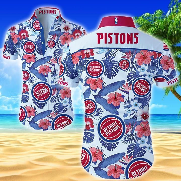 Detroit Pistons Hawaii Shirt Summer Button Up For Men Beach Wear Short Sleeve Ha75424