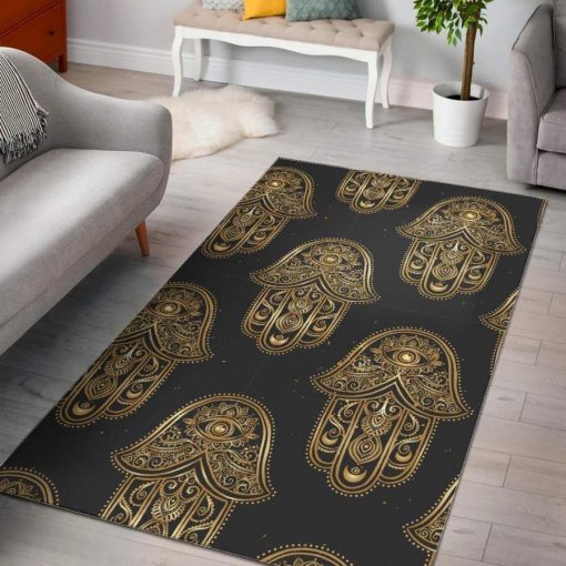 Black Elephant Mandala Print Area Rug Living Room Rug Home Decor