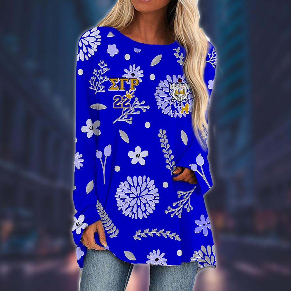 Sigma Gamma Rho Long Sleeve Loose Tunic Top 09