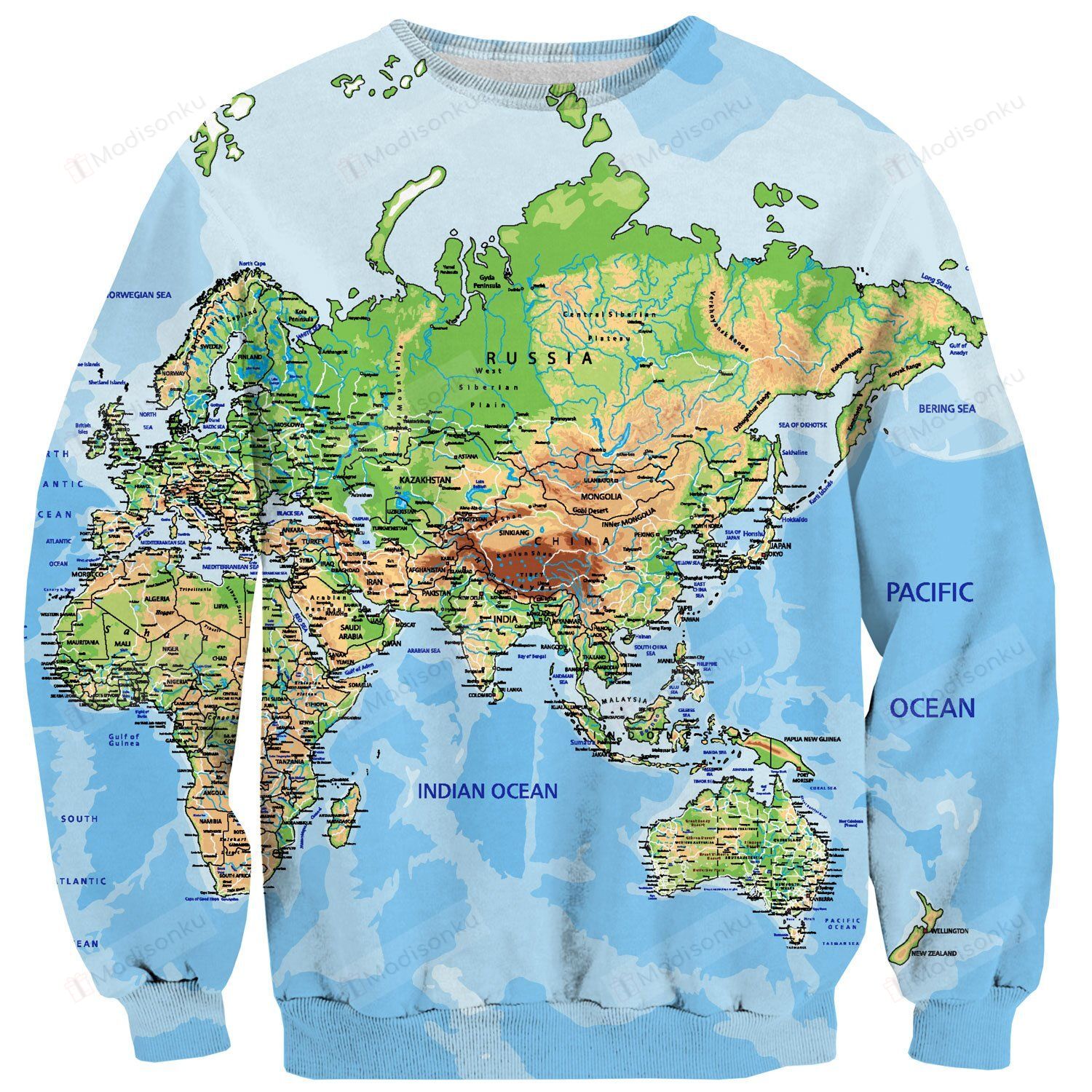 World Map Ugly Christmas Sweater, All Over Print Sweatshirt