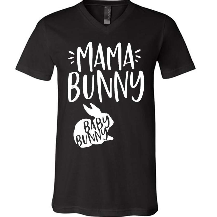 Mama Bunny Baby Bunny – Canvas Unisex V-Neck Shirt