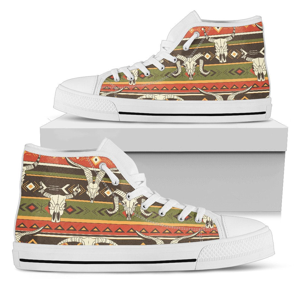 American Indian Skull Animal Women High Top Shoes