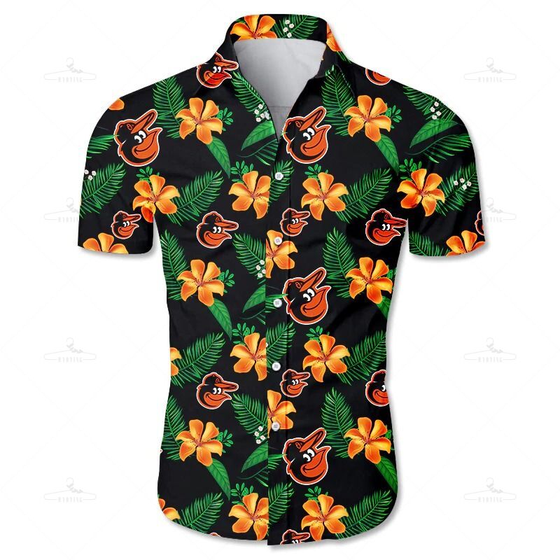 Baltimore Orioles Hawaiian Shirt Tropical Flower Gift S