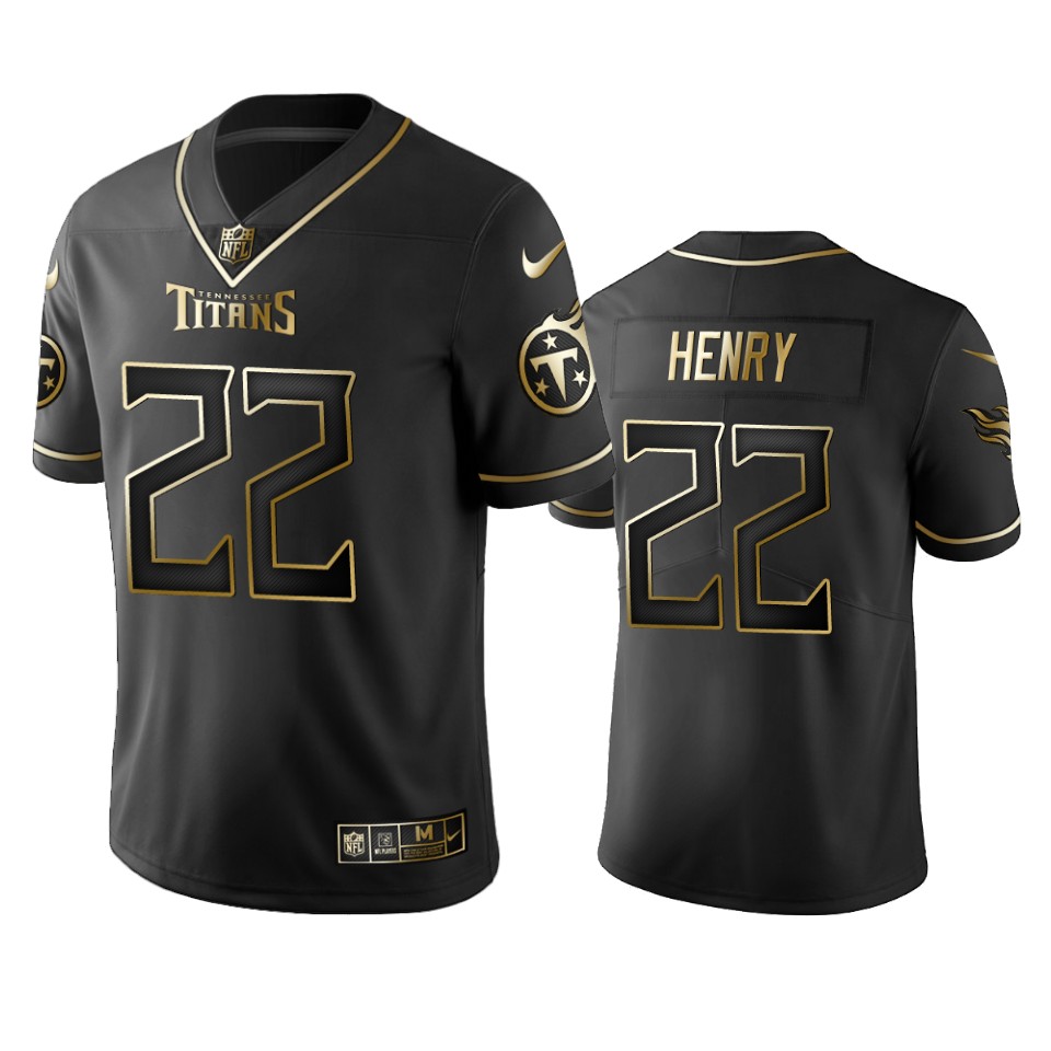 Tennessee Titans Derrick Henry Black Golden Edition 2019 Vapor Untouchable Limited Jersey – Mens