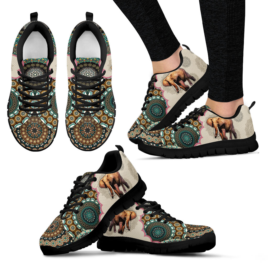 Elephant Vintage Mandala Sneaker Shoes Fashion Comfortable Walking Running Shoes Casual