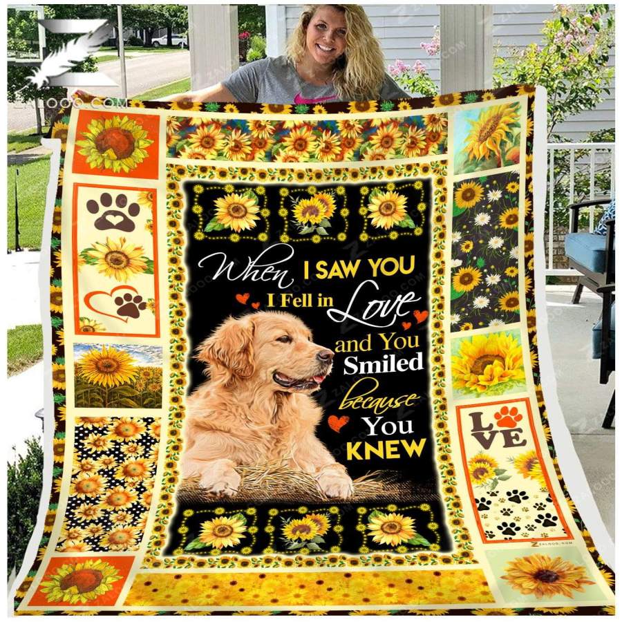 Zalooo – Custom Fleece Blanket – GOLDEN RETRIEVER – When I saw you