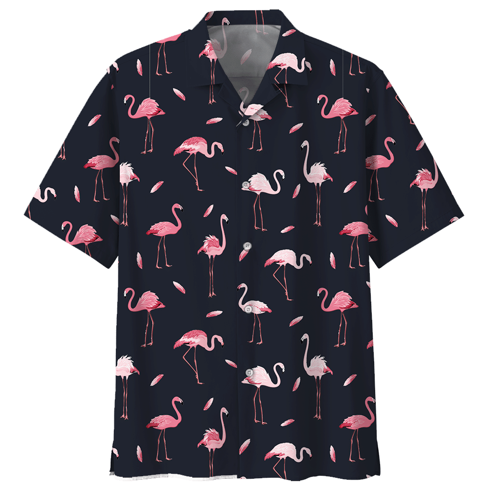 Flamingo Black High Quality Unisex Hawaii Shirt For Men And Women Ha28207