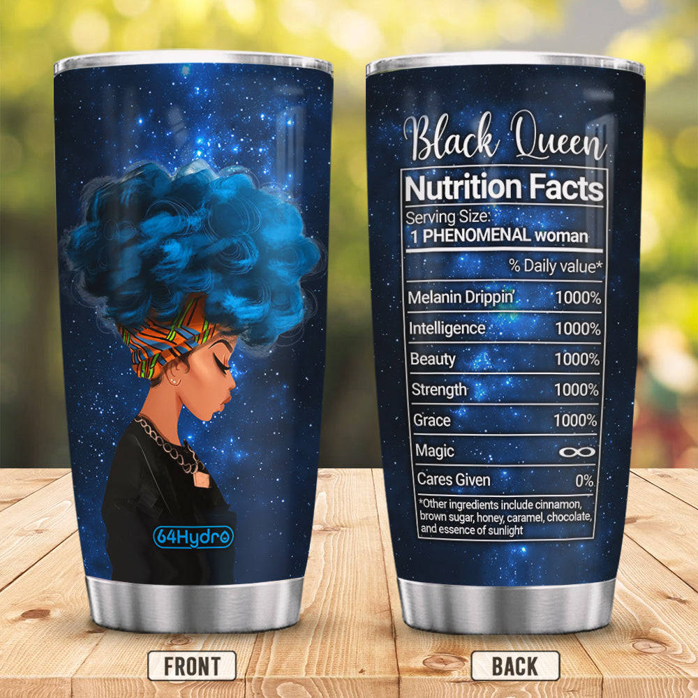 Afro Women Black Queen Nutrion Facts Best Gift For The  Black Girl African American Hllz0106003Z Stainless Steel Tumbler