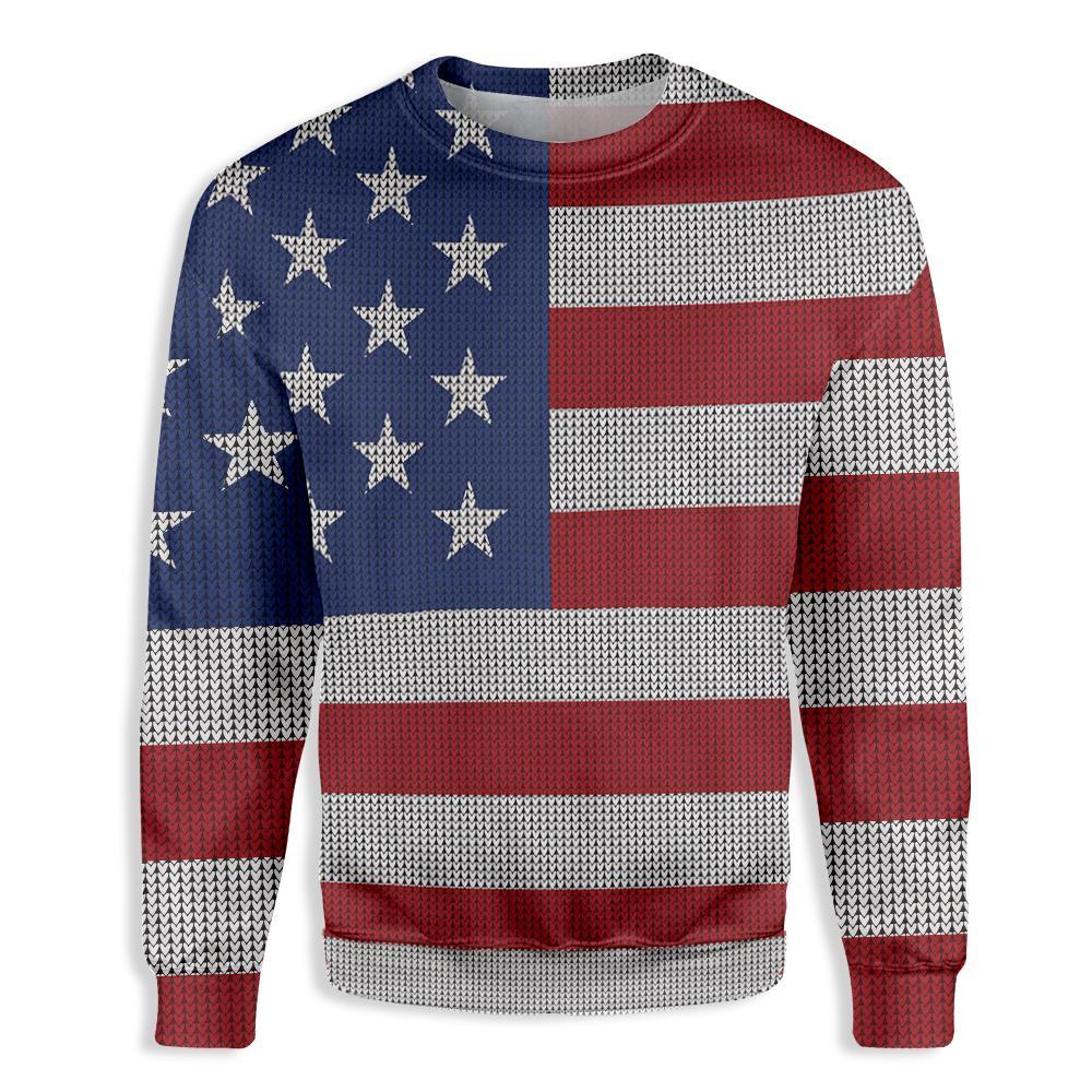 American Flag Ugly Christmas Sweater | For Men & Women | Adult | Us3051