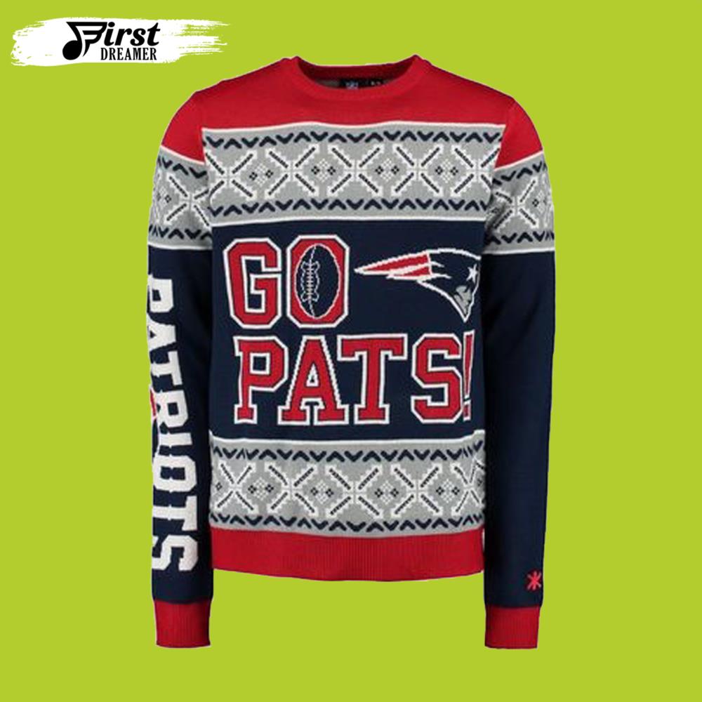 Go Pats New England Patriots Gift For Fan Ugly Wool Sweater Christmas