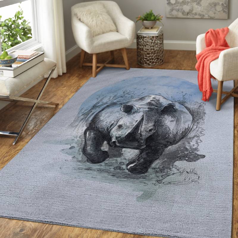 Running Hippo – Inspiring Animals Area Rug Carpet