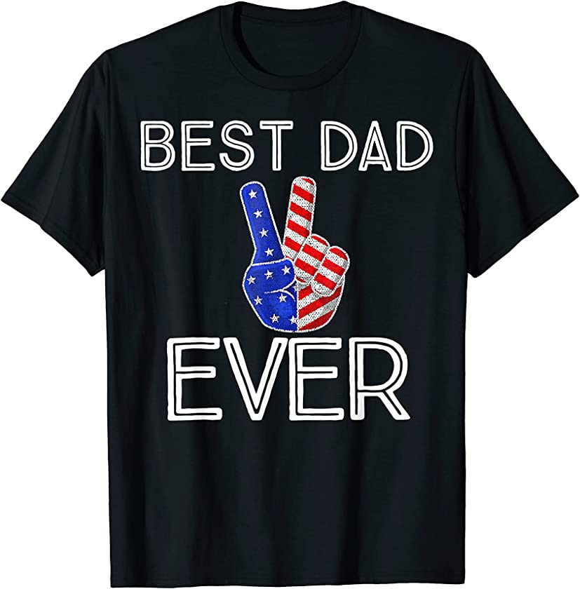 Best dad ever with US American Flag Vintage Fathers Day 2021 T-Shirt