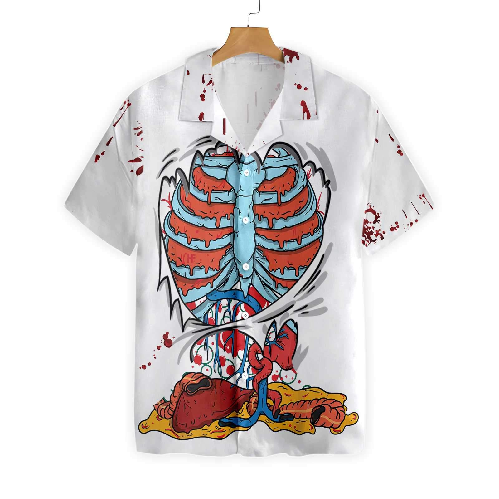 Creepy Ripped Open Rib Cage Organs Hawaiian Shirt Stylestashaz Shop
