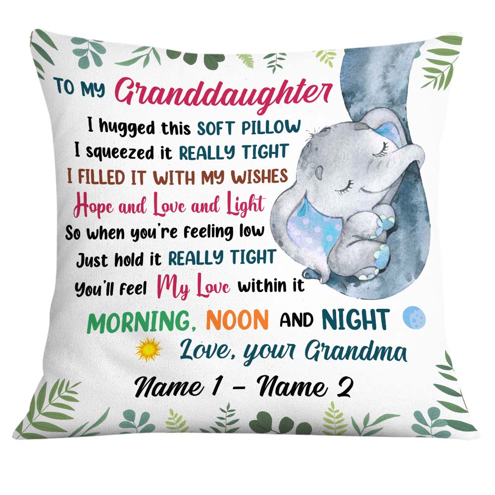 Personalized Elephant Daughter Granddaughter Mom Grandma Pillow Jr203 24O32