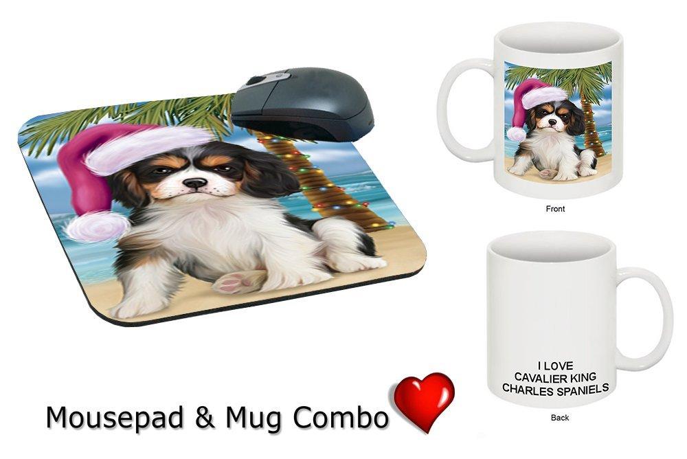 Summertime Cavalier King Charles Spaniel Puppy On Beach Christmas Mug & Mousepad Combo Gift Set Mmcg1103