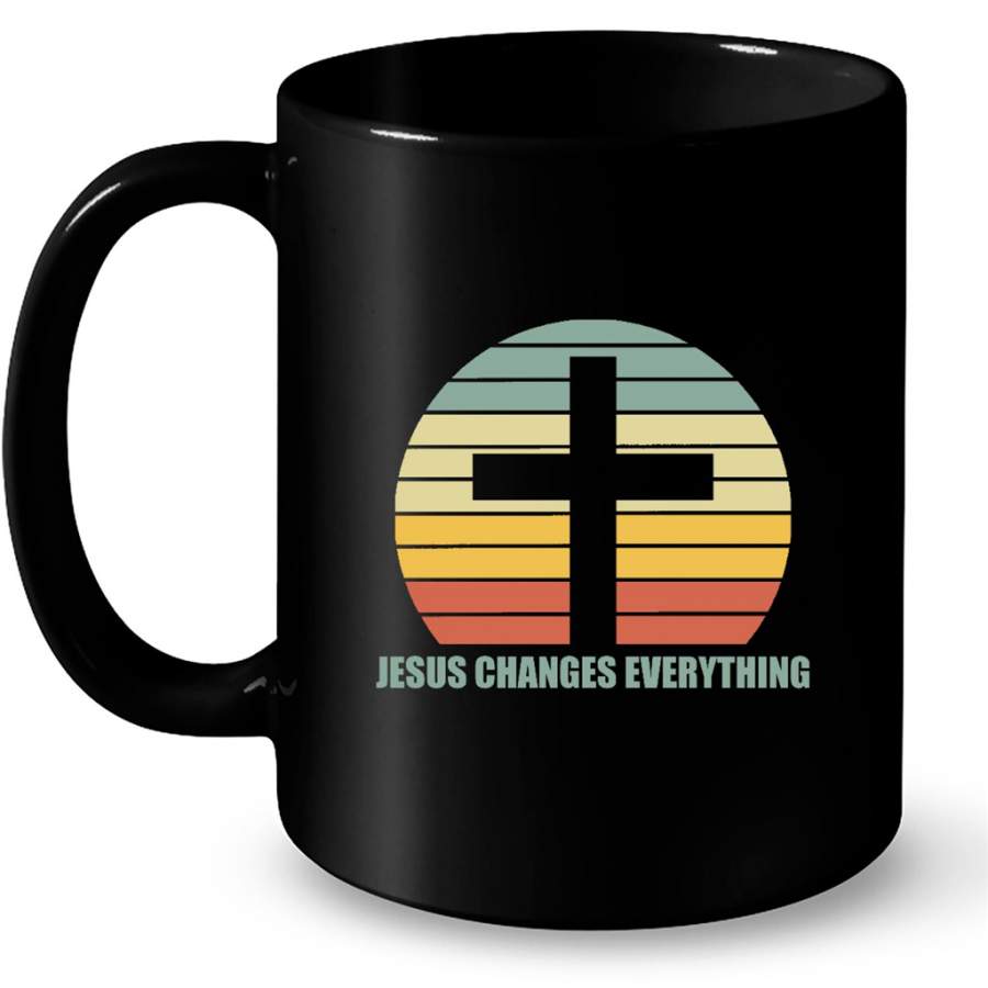 Jesus Changes Everything, Classic Vintage Retro – Full-Wrap Coffee Black Mug