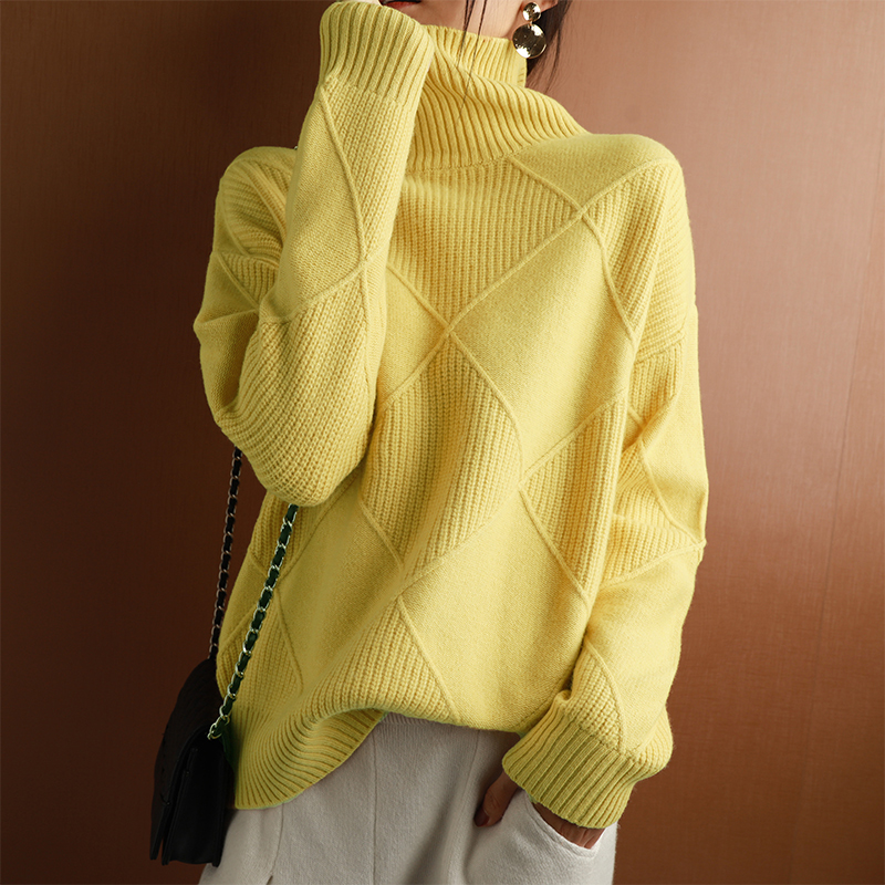 Thick Turtleneck Women Jumper 2022 Autumn Winter Cashmere Cotton Blend Harajuku Pullover Female Casual Loose Knitted Sweater alx