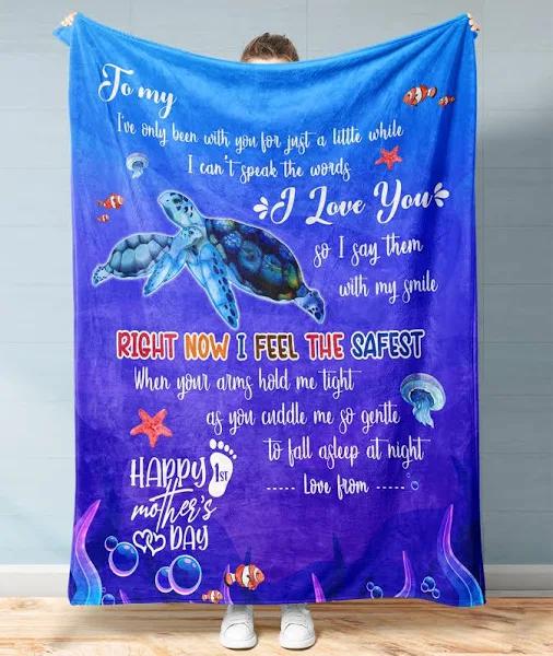 To My Mom Right Now I Feel The Safest Fleece Blanket Gift For Mom Home Decor Bedding Couch Sofa Soft And Comfy Cozy