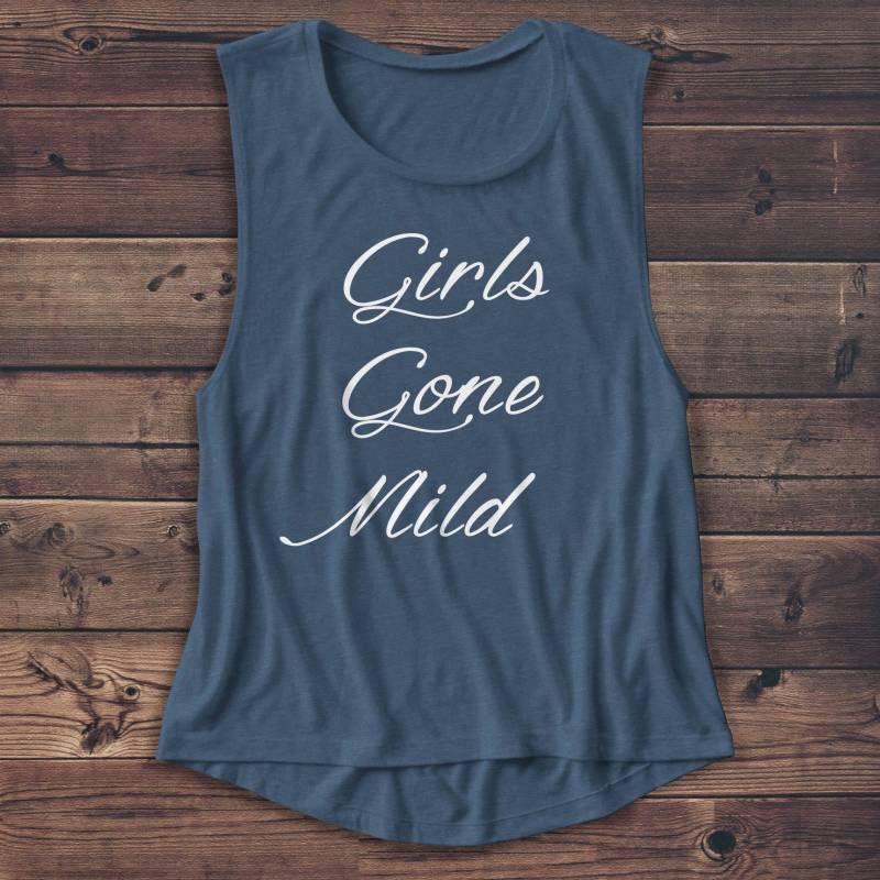 Crushtee Girls Gone Mild Shirt, Ladies Muscle Tee, Brunch, Wine, Mimosa, Drinking Shirt, Cute Tshirt, Workout Top, Gym, Short Sleeve, Funny, Gift Long Sleeve Hoodie