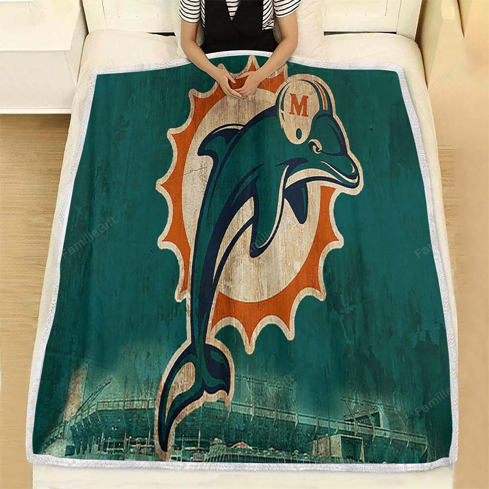 Dolphins Rough Fleece Blanket – Stadium Soft Blanket, Warm Blanket