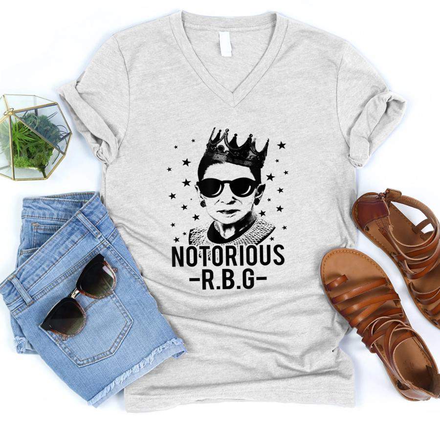 Notorious RBG Ruth Bader Ginsburg Shirts Political Feminist  V-Neck