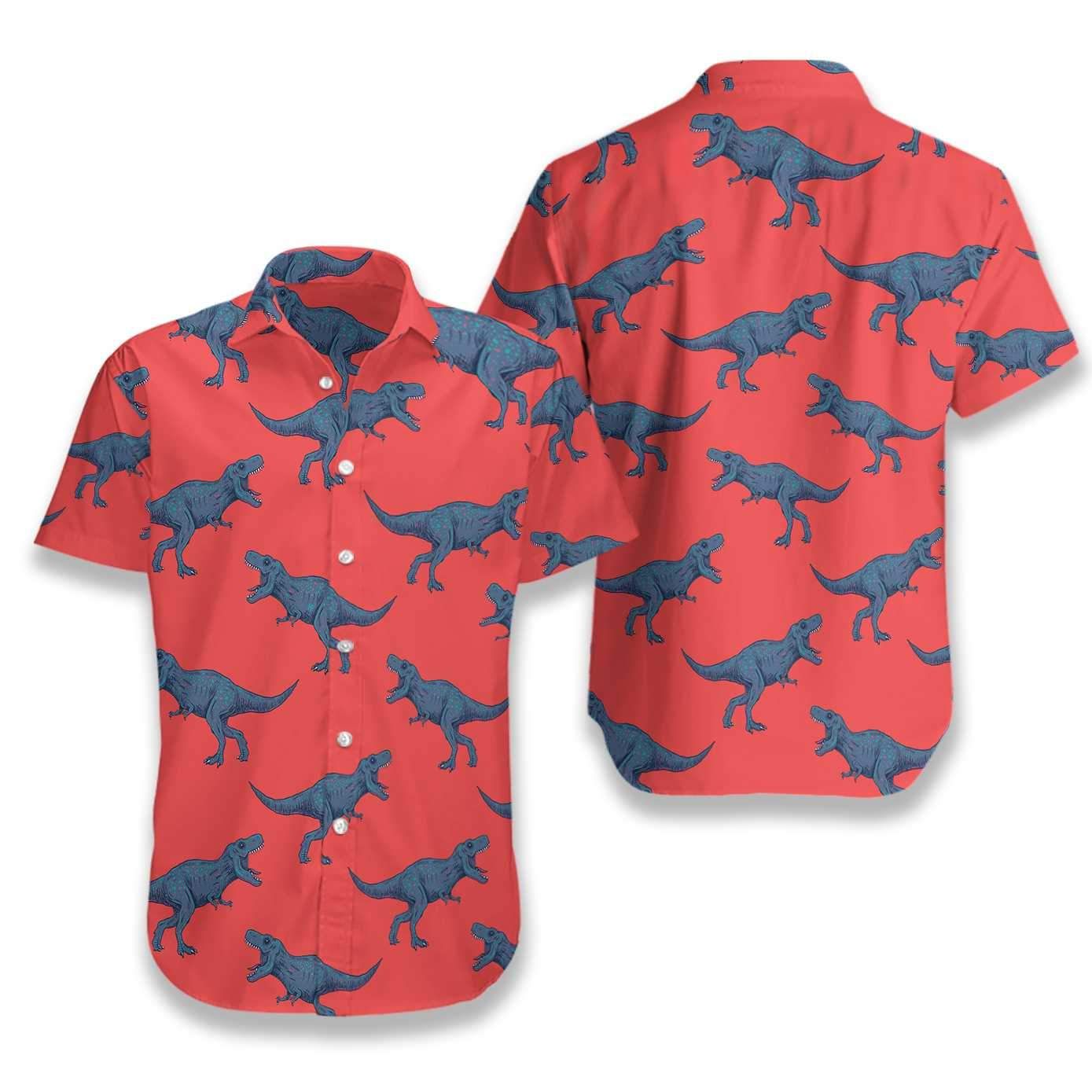 Pattern Red Blue Dinosaur 2610 Hawaii Shirt Ha19497