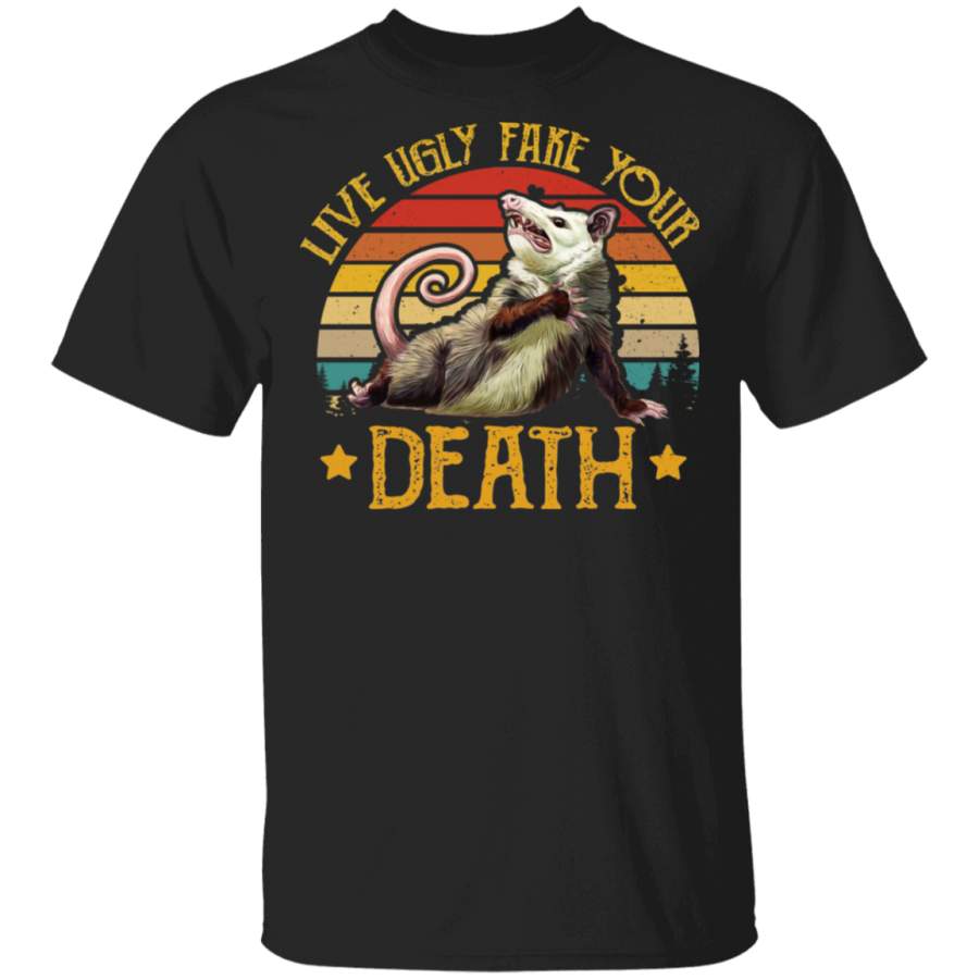 Vintage Retro Live Ugly Fake Your Death Cool Angry Opossum T-Shirt