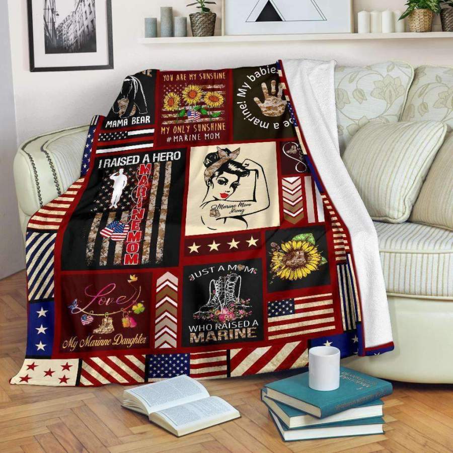 Blanket Gift For    Marine Mom I Raised A Hero