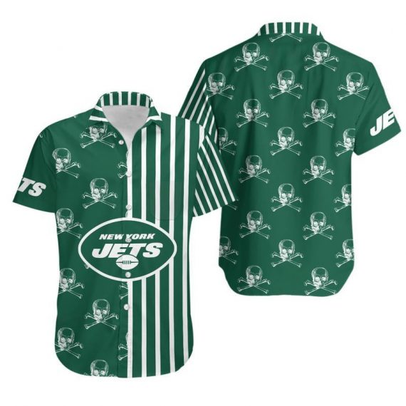 Gift For Husband Dad New York Jets Stripes And Skull Hawaii Shirt Ha17035