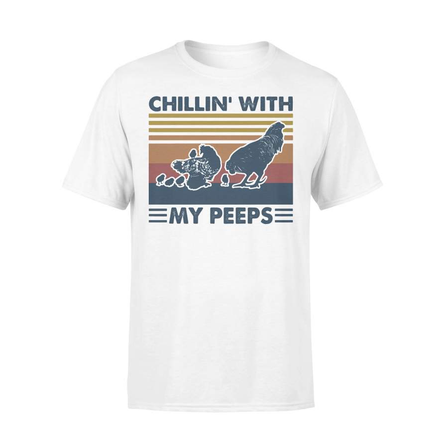 Chicken Chillin With My Peeps Vintage Retro T-shirt