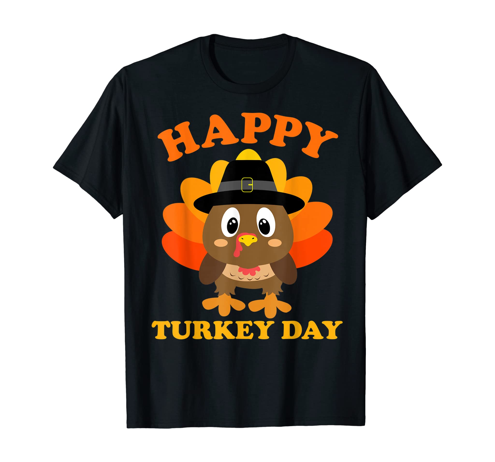 Happy Turkey Day Shirt Cute Little Pilgrim Gift Thanksgiving T-Shirt