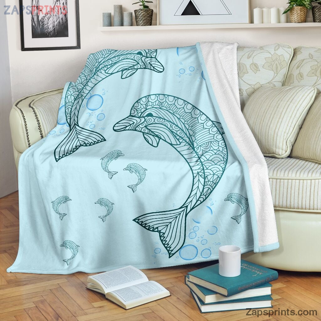 Pastel Blue Ocean Dolphin Blanket – Cool Gift Ideas