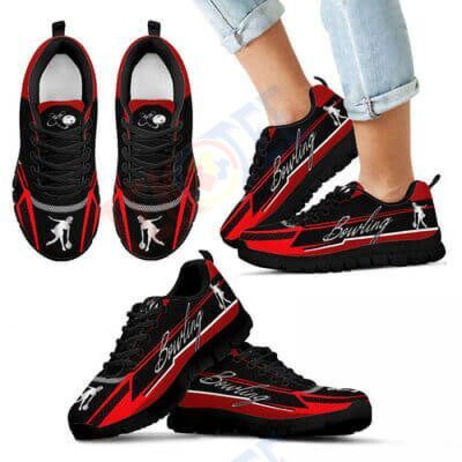 Mens Womens Bowling Sinw Black Line Red Sneakers For Men Women Kid Shoes Black Sole Sneakers Bowling Custom Sneakers Shoes TDT639