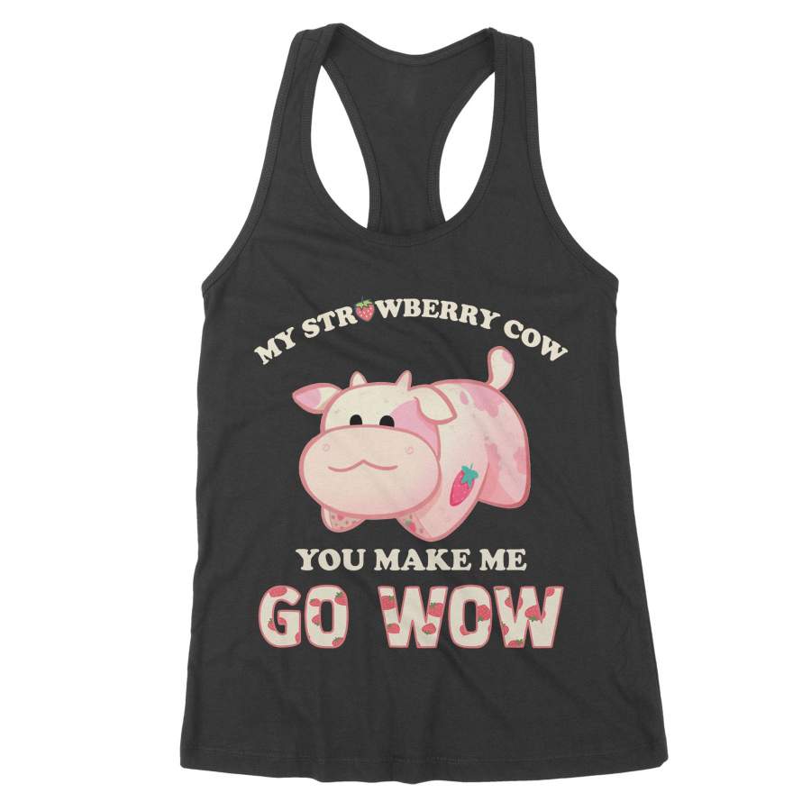 Premium Women’s Tank – Strawberry Cow – Cute Shirt, Cow Shirt – 3815