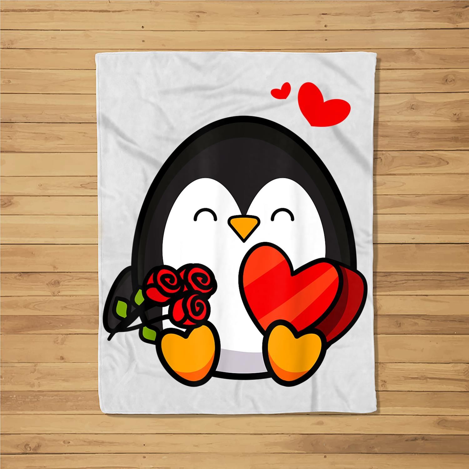 Valentine Penguin  Cool Cupid Seabird Gift Fleece Blanket