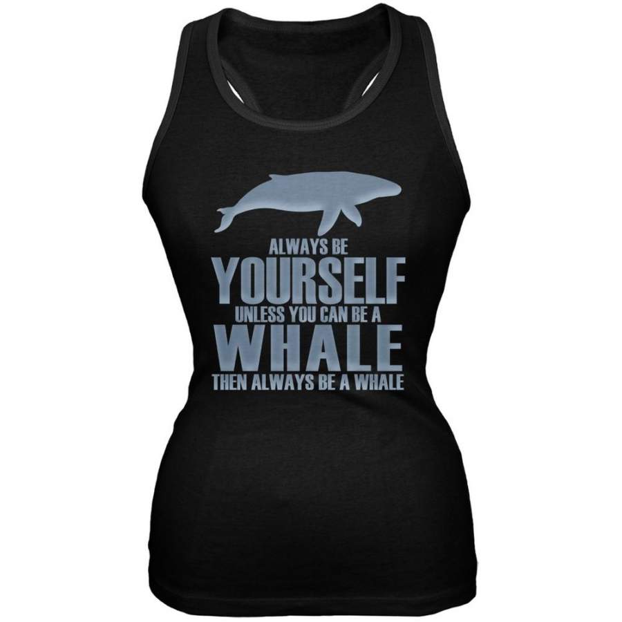 Always Be Yourself Whale Black Juniors Soft Tank Top