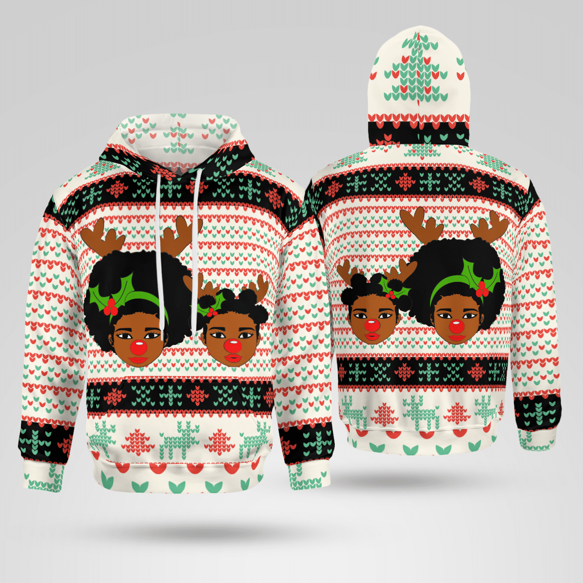 Sisters Christmas Hoodie Santa Claus Hoodie Black Girl Christmas Hoodie For Sisters